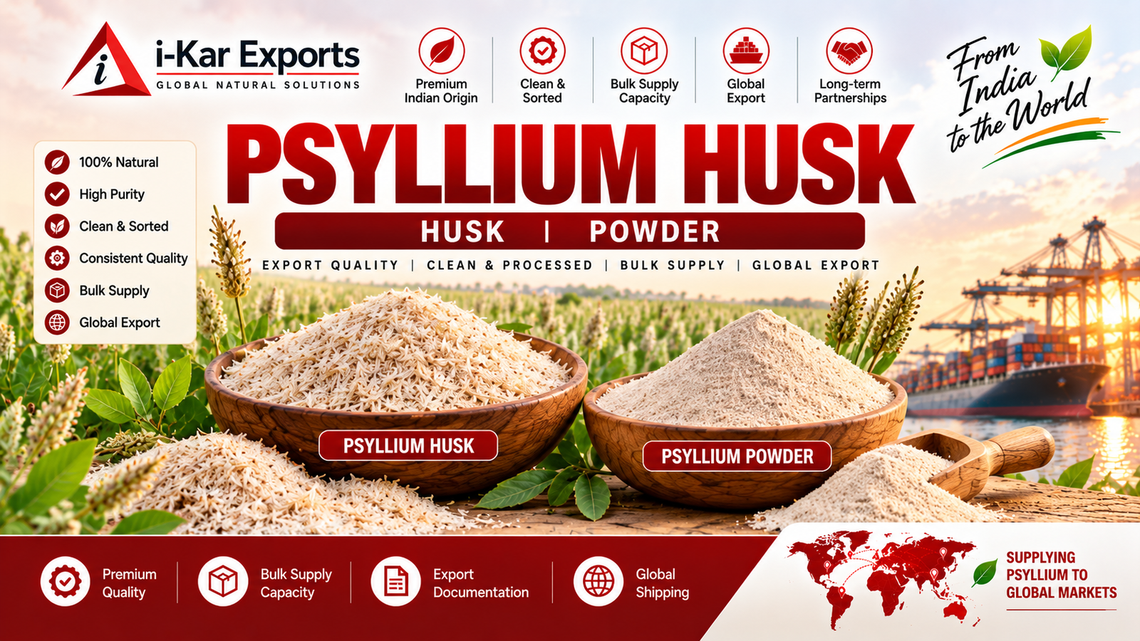 i kar exports psyllium husk supplier